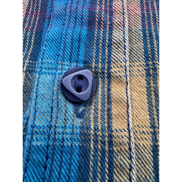 90s Levis Plaid Flannel Shirt Mens XL Blue Yellow Long Sleeve Cabincore Grunge - Picture 13 of 16